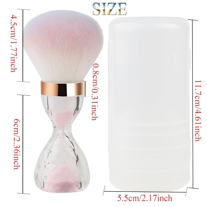 Nail Dust Brush for Acrylic Nails,Soft Brush Nail Art Dust Powder Remover Brushes Nail Art Dust Powder Remover Brush with Sequins and Dandle for Nails Soft Nail Duster Brush(Pink)