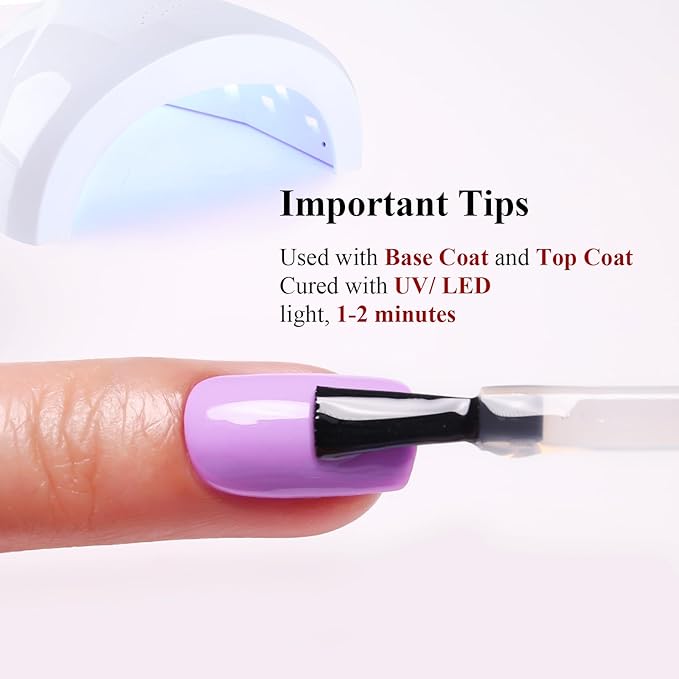 Pastel Gel Polish, 0.5 Fl Oz Light Purple Gel Nail Polish Spring Summer Soak off LED UV Gel Nail Polish Art Starter Manicure Salon DIY Nail Gel Polish