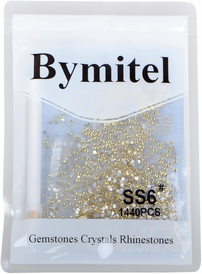 2880PCS Art Nail Rhinestones Non Hotfix Glue Fix Round Crystals Glass Flatback for DIY Jewelry Making with one Picking Pen (ss6 2880pcs, Jonquil)