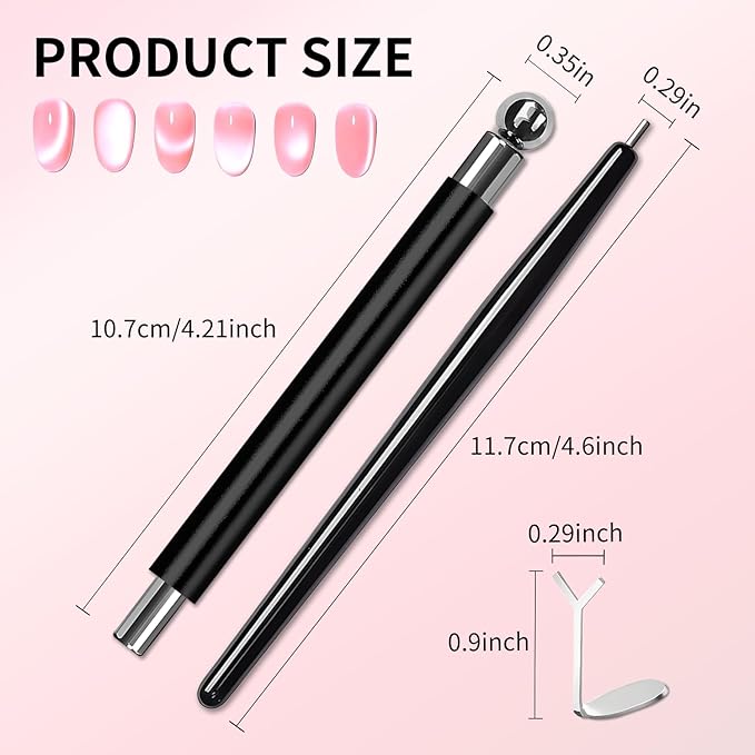 4-Piece Cat Eye Magnet Set – Black Beginner-Friendly Cat Eye Magnet for Nails with Heart Nail Magnets for Nail Art, Magnet for Cat Eye Gel Polish DIY Nail Designs
