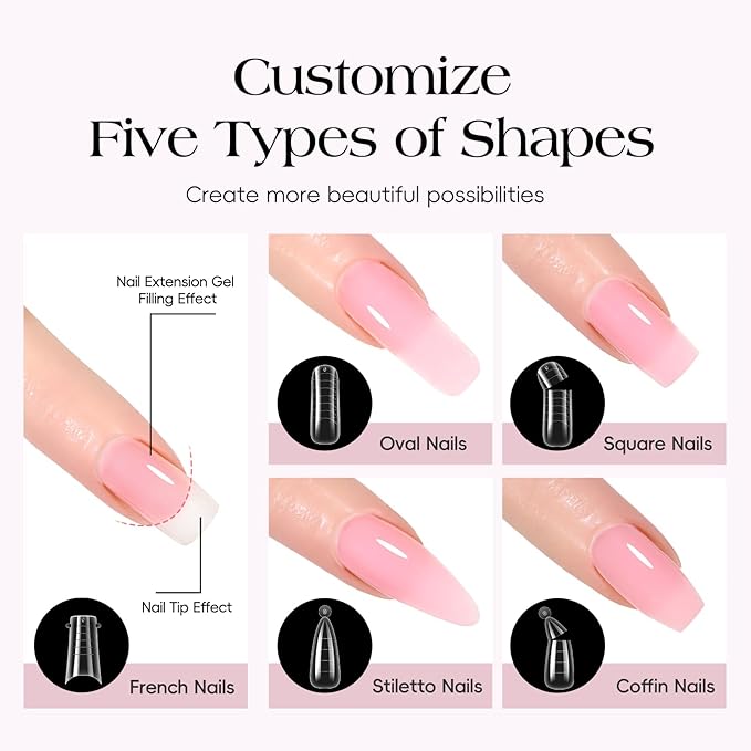 COSCELIA 67PC Two-Type Gel Nail Polish Kit with U V Light, 25pcs Gel Polish with 15 Colors Poly Extension Gels for Beginners with Everything Glitter Decorations French Manicure Gifts for Women