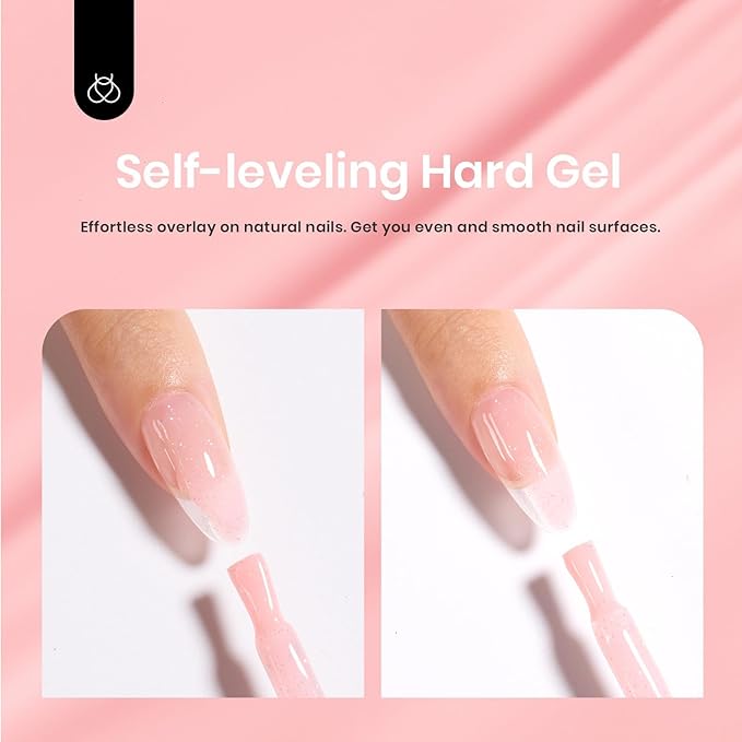 Beetles Builder Gel for Nails-Starlit Nude 8 in 1 Nail Thickening Strengthening Building Apex for Beginner DIY Salon at Home,Shimmer Pink Builder Nail Gel,UV & LED Lamp Cured Needed