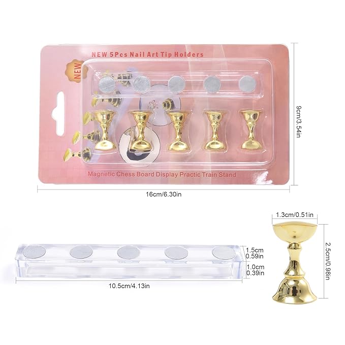 2 Sets Nail Display Stands, Fake Nail Display Stand For Painting Nails DIY Nail Magnetic Practice Stand, Nail Polish Practice Nail Art Kit For Beginners, Home And Nail Salon Use (Black)