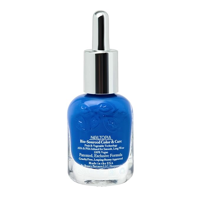 Nailtopia - Plant-Based Chip Free Nail Lacquer - Non Toxic, Bio-Sourced, Long-Lasting, Strengthening Polish - Indigo To Ibiza (Ocean Blue) - 0.41oz