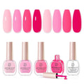 AZUREBEAUTY Hot Pink Nail Polish Set (4 Colors + Top Coat), Bright Solid Color Shades, Glossy Finish, Quick Dry Regular Nail Polish for Easy DIY Use