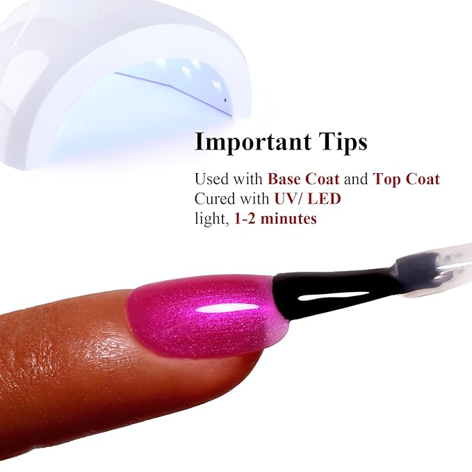 Pearl Gel Nail Polish - Hot Pink Glitter Pearl Gel Nail Polish Sparkle Shimmer DIY Manicure 15ML