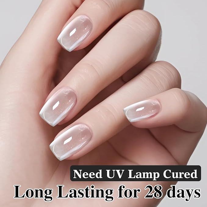 Double Rhythm 0.5 Oz Cat Eye Gel Polish with Magnet Same Color Same Bottle Holographic Glitter Shimmer Translucent Color Salon 15 ML Magnetic Nail Art (Clear Silver-MC1147)
