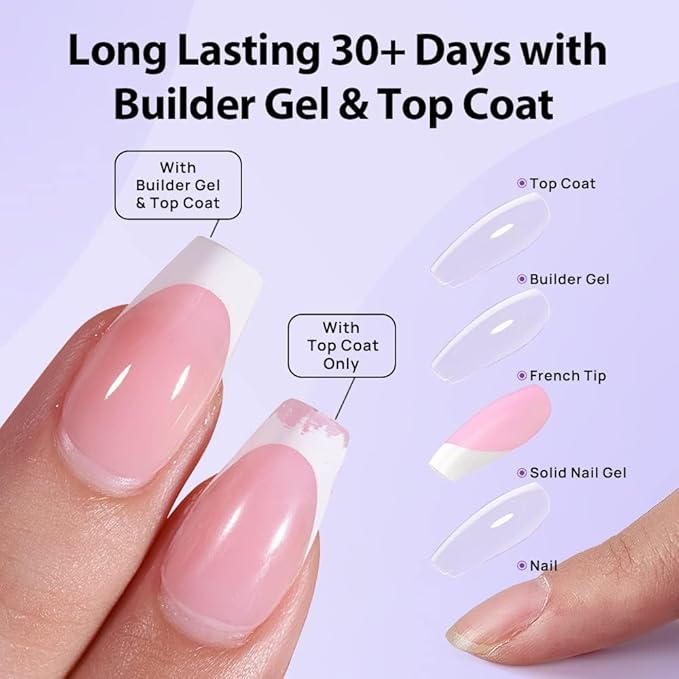 BTArtboxnails XCOATTIPS French Protecting DUO Builder Gel and Top Coat Set - Protect French Tips, No More Chipping