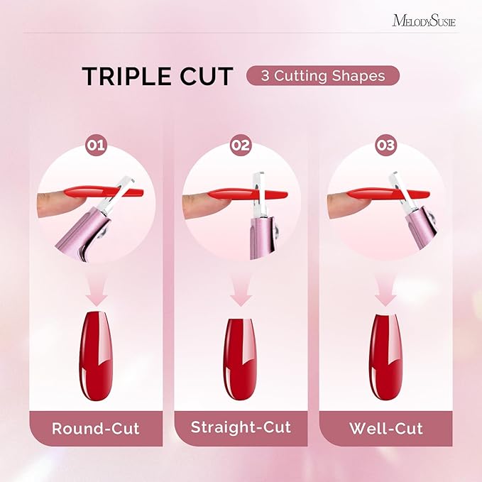 MelodySusie Acrylic Nail Clippers, Professional Nail Clippers Cutters for Acrylic Nails Fake Nail Tips, Adjustable Stainless Nail Trimmer, Manicure Tool for Salon Home Nail Art (Rose Gold)