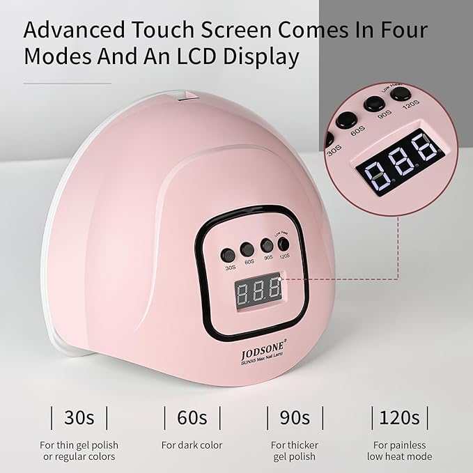 JODSONE U V LED Nail Lamp, Nail Dryer for Gel Polish with Led Light with Automatic Sensor & 4 Timers Pink