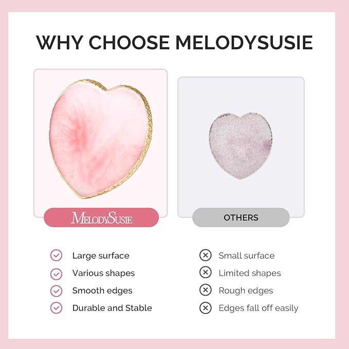 MelodySusie 2PCS Heart Shape Resin Nail Art Palette Set with Stainless Steel Mixing Stick, Professional Color Mixing Board for Gel Polish, Acrylics, Pigment Blending, Salon and DIY Makeup Tool