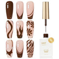GAOY Brown Swirl Gel Nail Polish Art Liner, 12ml Dark Brown Color Nail Paint Design with Thin Brush, UV Light Cure for DIY French Manicure at Home