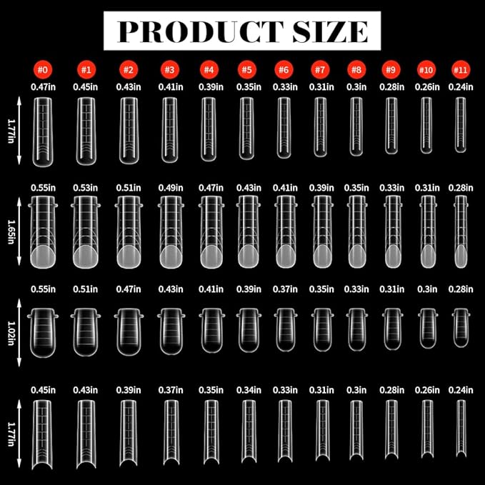 Nail Dual Forms for Poly Gel, 288PCS French Nail Forms, 8 Shapes, 12 Sizes Clear Poly Gel Nail Molds for DIY Nails Extension Kit for Salon-Quality Manicures at Home
