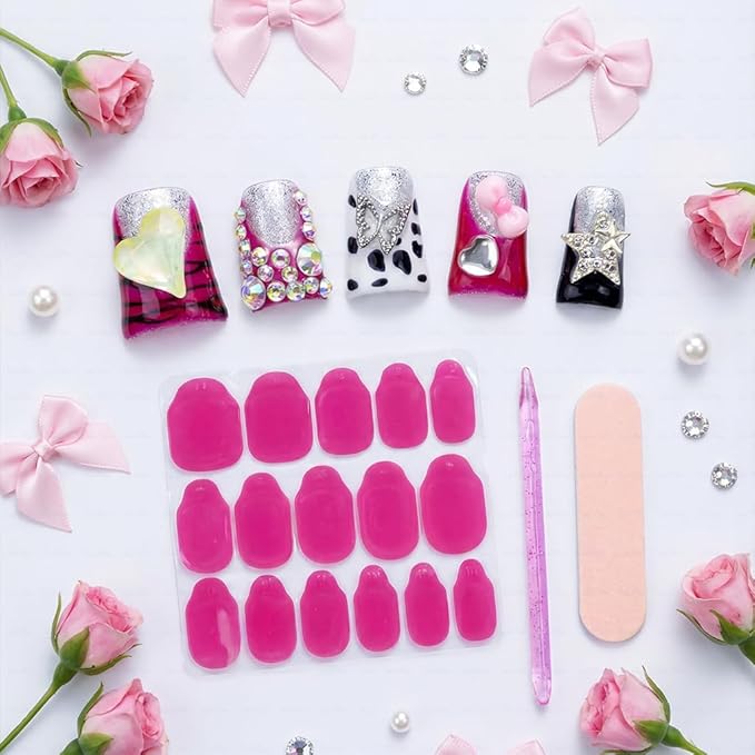 10 Pieces Luxury Acrylic Press On Nails Short Handmade Duck Nails, Pink Thickened False French Nails, 3D Hearts, Butterflies And Stars, Reusable Fake Nails, Acrylic Nails (S)