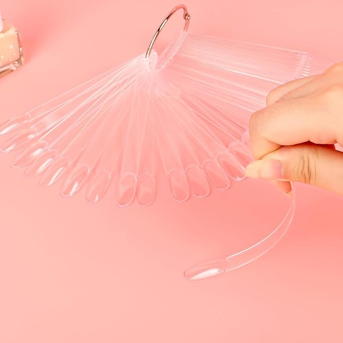 200PCS Clear Swatches for Nail Polish with Number Stickers, Oval Nail Swatches Nail Color Display Sticks for Gel Polish, Nail Art Practice Tips for Technicians & DIY Salon Use