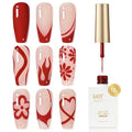 GAOY Red Swirl Gel Nail Polish Art Liner, 12ml Bright Red Color Nail Paint Design with Thin Brush, UV Light Cure for DIY French Manicure at Home