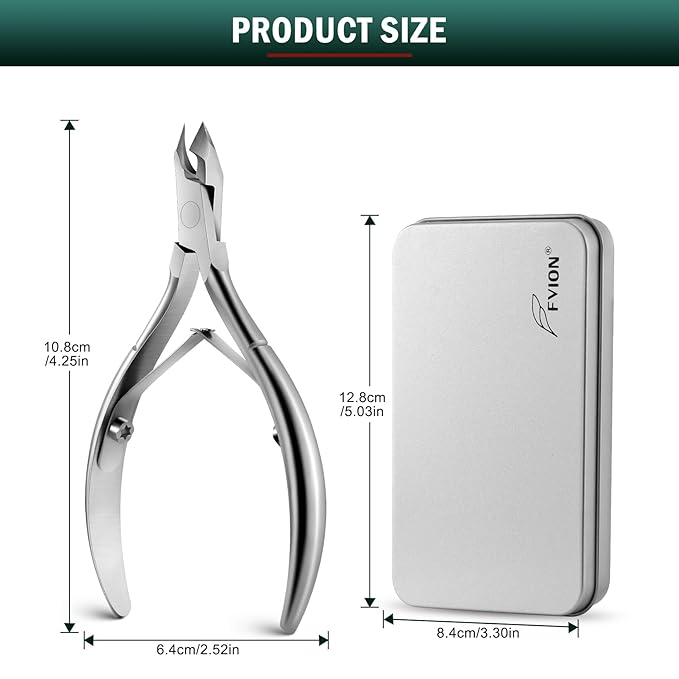 FVION Precision Cuticle Clippers – Professional Cuticle Trimmer and Dead Skin Remover, Sharp Stainless Steel Nail Tool for Manicure and Pedicure - 5mm