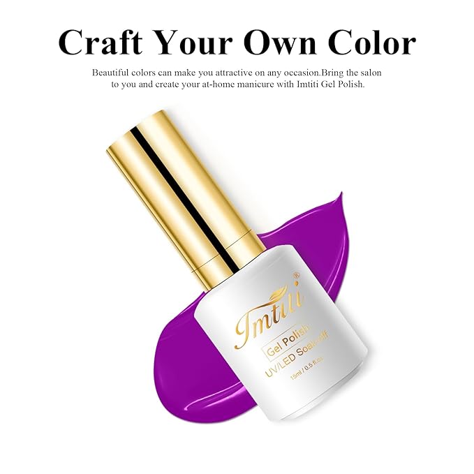 Imtiti Neon Gel Nail Polish, 0.5 Fl Oz Neon Purple LED U V Gel Polish DIY Nail Art Starter Kit for Women Girls