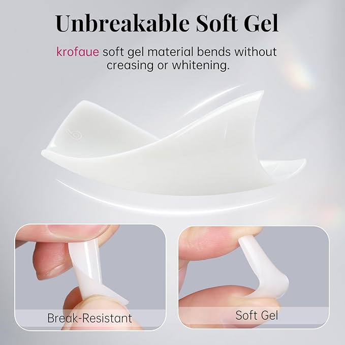 krofaue Nail Tips Lady French Style Acrylic Artificial Half Cover False Nail Tips with Box Ideal for Salons and Home DIY Manicure,10 Sizes,1000PCS (Natural and Clear)
