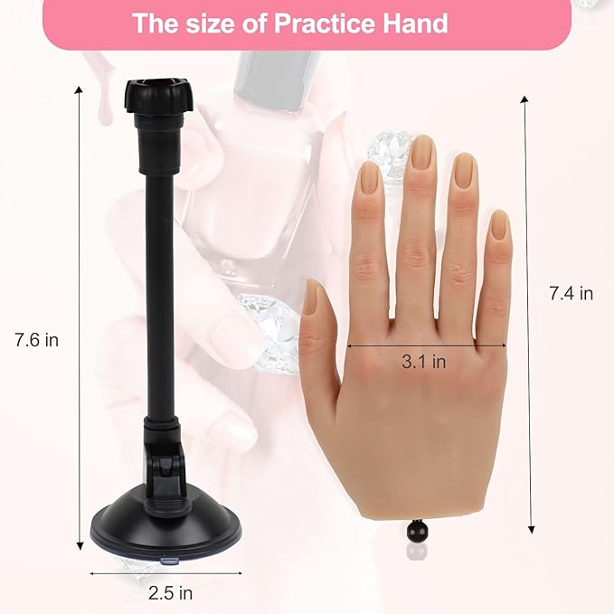 Nail Practice Hand for Acrylic Nails with 516 Pcs Nails, Silicone Fake Hands to Practice Fake Nails Mannequin Hand for Nails Practice and Nail Art Single Right Hand Nude