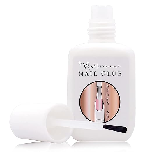 15ml By Vixi Extra Strong Nail Glue with Brush and Free PREP File Clear Instant Dry Adhesive, Professional Salon Quality