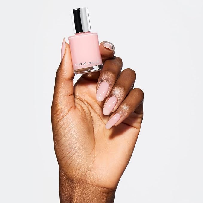 Static Nails 5-in-1 Rapid Growth Treatment Polish, Clinically Proven Hardener & Strengthener, Built-in Top & Base Coat, Quick Dry Formula, Repairs & Lengthens – Signature Pink (Light Pink) 0.4 Fl Oz