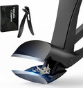 FERYES Angled Head Long Handled Toenail Clipper for Seniors - Large Wide Jaw Nail Clipper with Catcher for Thick Nails - Easier Trimming, Ergonomic Design (Black