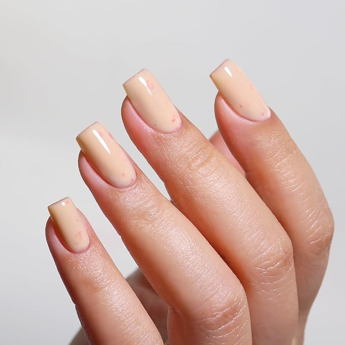 Pastel Gel Polish,0.5 Fl Oz Light Orange Flake Glitter Gel Nail Polish Macaron Spring Summer LED UV Speckled Sparkle Art Starter Manicure Salon DIY