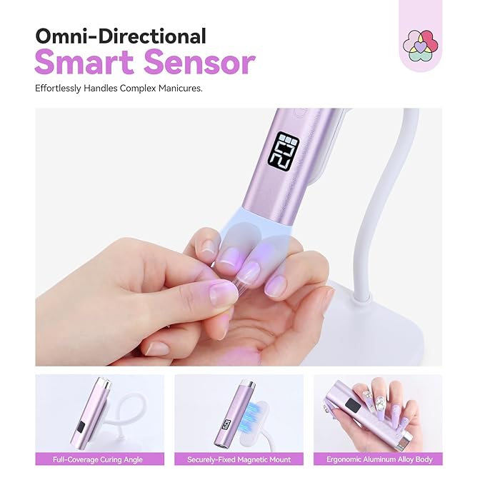 SAVILAND SSPro X U V Light for Gels Nails : 8s U V LED Nail Lamp with Smart Sensor 360° Rotatable Magnetic Nail Light Flash Cure Lamp for Gel Stand 2 Timer LCD Screen Nail Light Use Home DIY