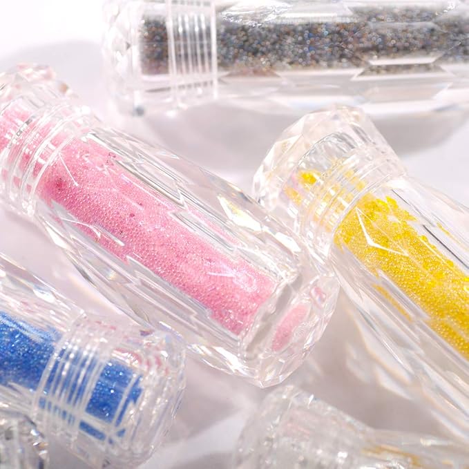 8 Bottles Of Mini Glitter Caviar Micro Crystal Beads 3D Nail Art Rhinestone Decorations DIY Manicure Accessories (mix)