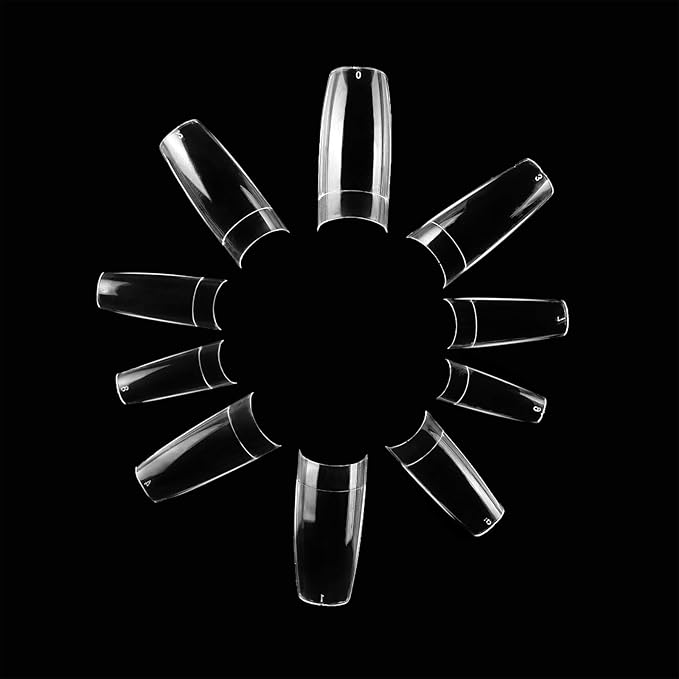 French Acrylic False Nail Tips, 1000PCS Fake Nail Shape Artificial False Nails Tips 10 Sizes with Case for Nail Art Salons (Clear+Natural)
