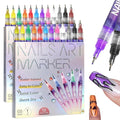 12 Colors Nail Art Pens Set, Nail Art Markers Polish Pen for 3D Nail Art, Nail Art Pens for Painting Nails, DIY Drawing & Painting Nails with Fine Tip for Beginners & Kids (2 Set)