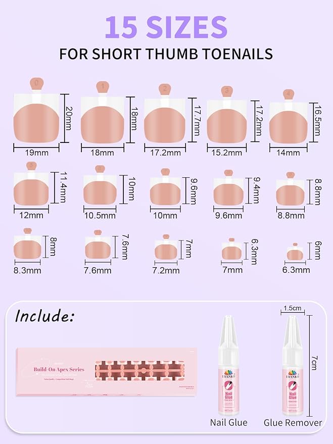 EBANKU Press On Toenails for Women, 150 Pcs French Tips Toe Press On Nail Nude Square Fake Toenail Full Cover Toe Nail Tips Artificial False Nail Tips with Glue for Professional Home Salon DIY