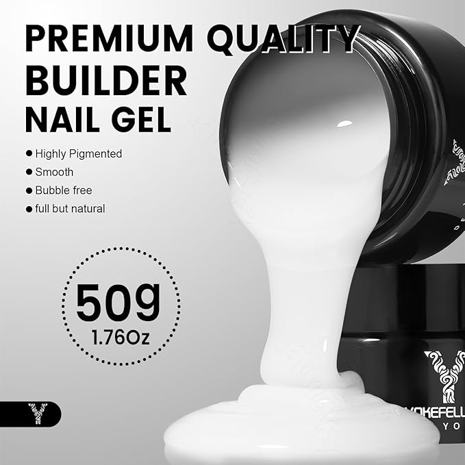50g Builder Gel for Nails, Long-Lasting Soak-Off Nail Extension Gel for Beginners & DIY Home Salon Manicure(YMH002-White)