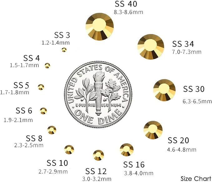 2880 Pieces SS10 Aurum Hotfix Rhinestones Flatback Round Crystal Glass Rhinestones Gems for Crafts Nail Face Art Clothes Shoes Bags DIY