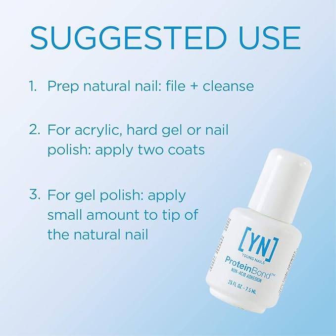 Young Nails Protein Bond - Non-Acidic Nail Primer, Enhanced Adhesion for Gel Polish & Acrylic, Nail Dehydrator, PH Bonder for Gel Nails, 0.25 oz
