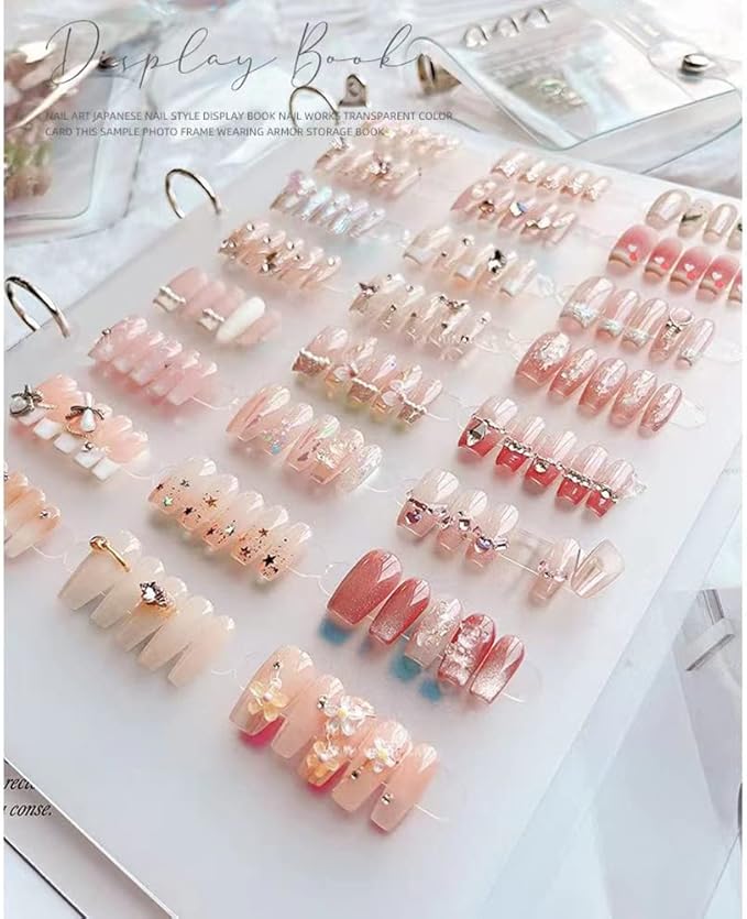 Large Clear Press on Nails Storage Box, Empty Press on Nails Packaging Box Set with Double-sided Adhesive Tape and 50 Arcylic Nail Display Stand Can Be Used to Store and Store Personal Items (large 1)
