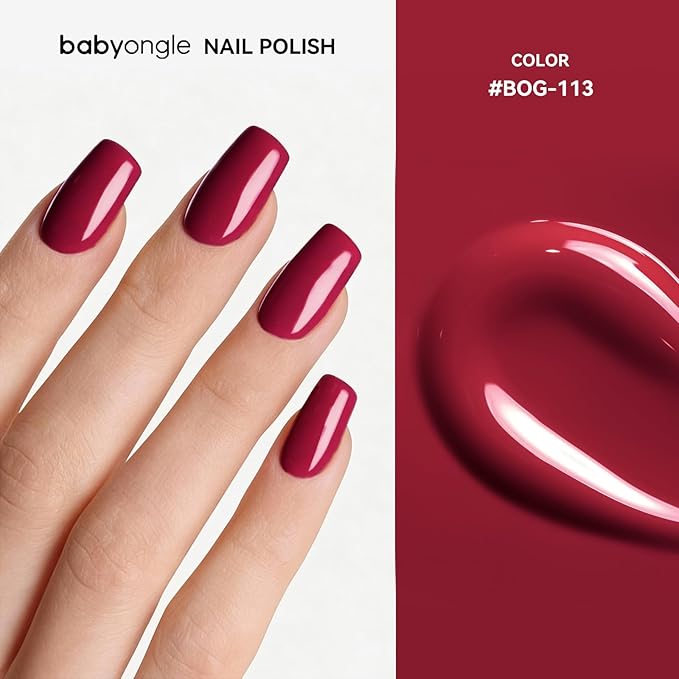Nail Polish Burgundy Red, 14 ML Quick Dry Nail Polish for Nail Art DIY Manicure at Home, Chip Resistant Nail Lacquer for Nail Art Varnish, Long Lasting, BOG113