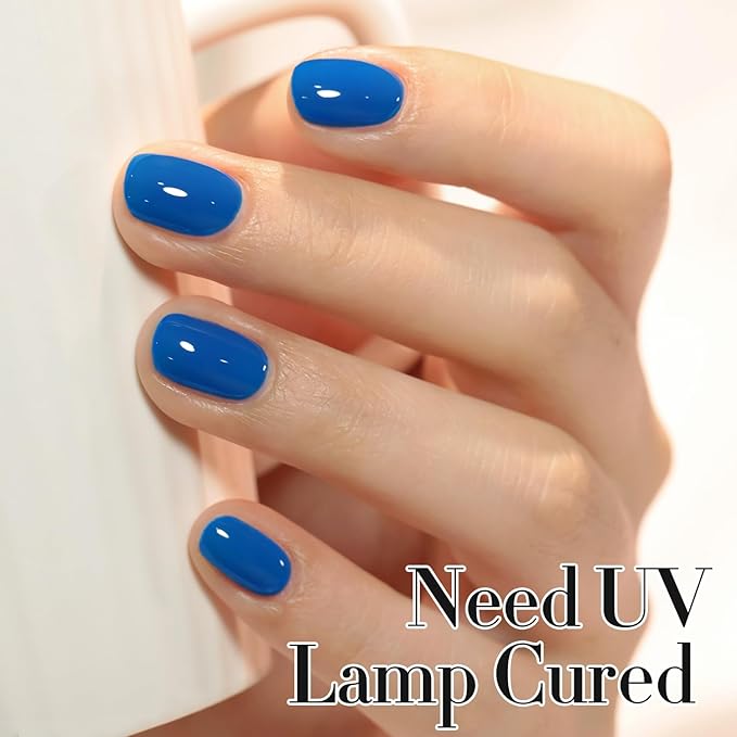 Double Rhythm 0.50 OZ Gel Polish Hema Free Same Color Same Bottle Golden Round Translucent Neutral Natural Milky 15 ML Jelly UV Polish Art DIY at Home (Dark Blue-C1335)