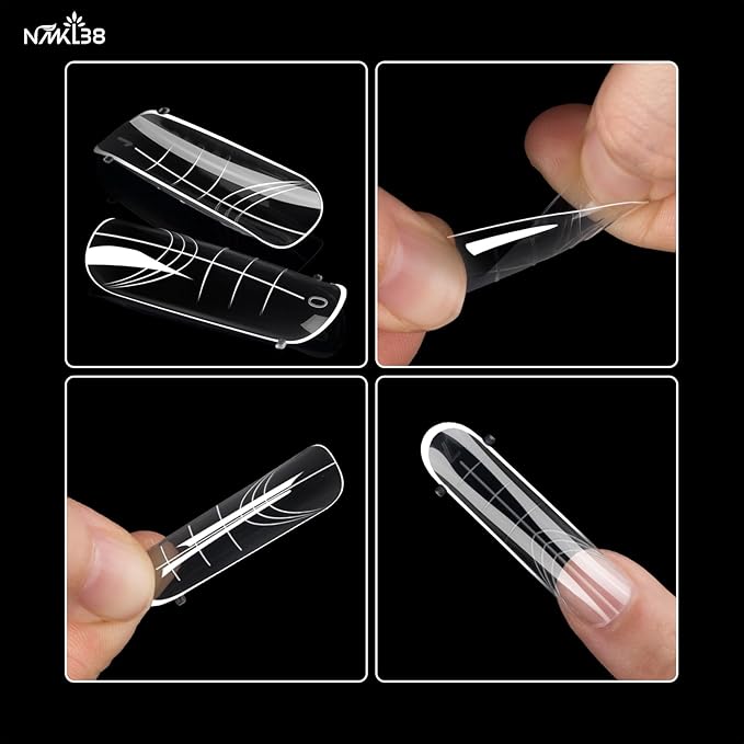 NMKL38 120PCS Dual Nail Forms 12 Sizes Full Cover Nail Molds With Scale Nail Art Design for Salon DIY at Home