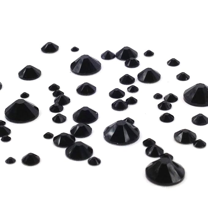 JET (280) black 144 pcs Swarovski 2058/2088 Crystal Flatbacks black rhinestones nail art mixed with Sizes ss5, ss7, ss9, ss12, ss16, ss20, ss30