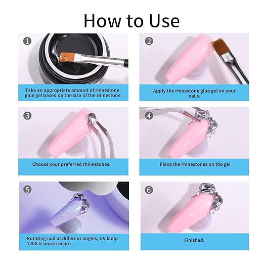 Nail Rhinestone Glue - Durable Nail Gem Adhesive, for Securing Nail Gems, Rhinestones & 3D Nail Charms, Long-Lasting Rhinestone Glue for Nails