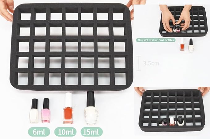 OCHEAL Nail Polish Organizer, Holds Nail Lamp and 45+ Bottles 2-in-1 Nail Polish Storage Case,Detachable Nail Techs Gel Kit Supplies Carring Bag for Manicurist Tools 45-Slot Nail Holder-Green