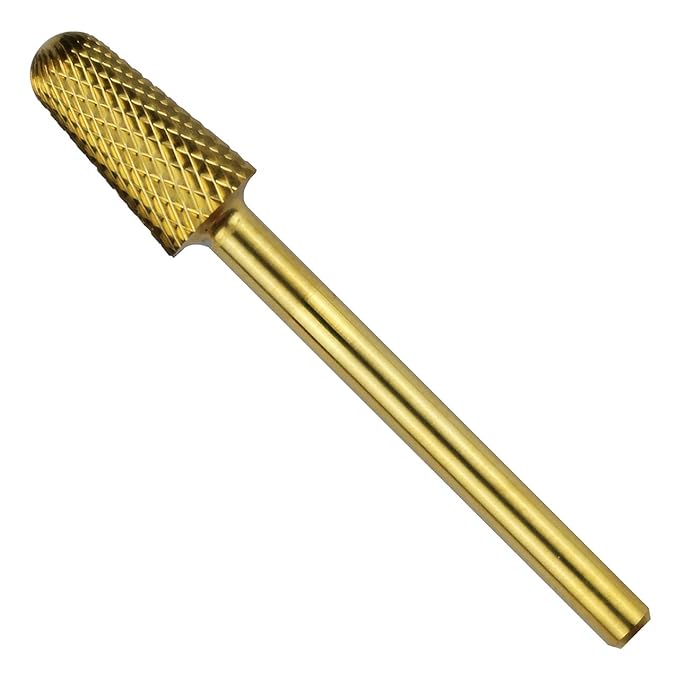 Safety Bit, Nail Drill for Electric Manicure Drill Machine, Fast Remove Nail Gels, Acrylic Gels and Nail Colors (Fine -F, Gold)
