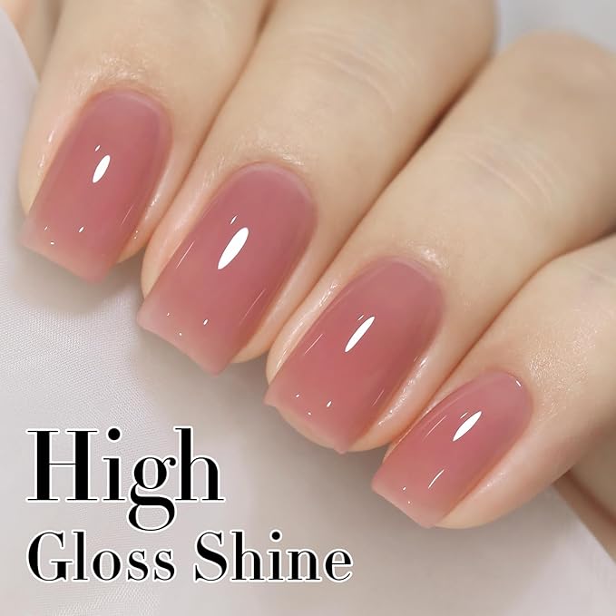 Double Rhythm 0.50 OZ Translucent Gel Polish Same Color Same Bottle Sheer Pastel Neutral Natural Milky 15 ML Jelly UV Nail Art DIY at Home (Jelly Purple Pink-A1512)