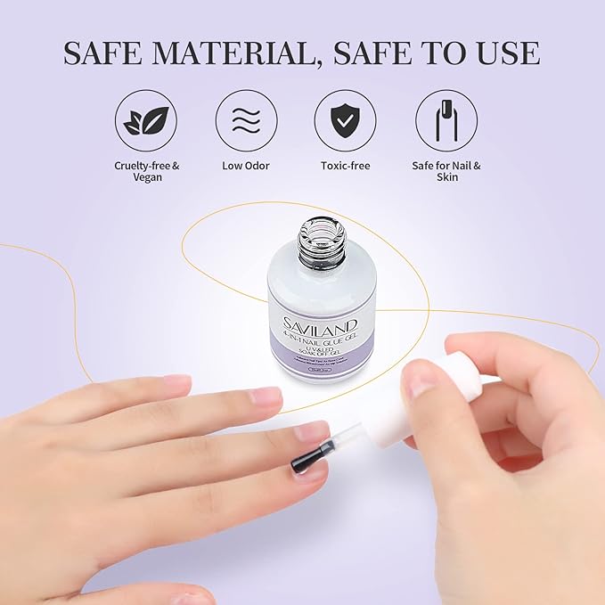 SAVILAND U V Nail Glue with Lamp Kit, 0.5 Oz. U V Gel Glue 4-in-1 for Nail Tips, Press on Nails and U V Lamp for Nails Fast Curing Strong Glues for Gel Extension DIY Manicure Art
