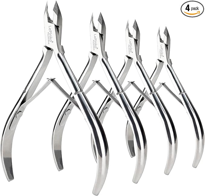 LePinko 4 Packs Upgraded Cuticle Trimmer kit, Sharp Dead Skin Clipper, Labor-saving Cuticula Remover for Fingernail Toenail, Manicure Pedicure Tool for Women Men, 5mm Jaw
