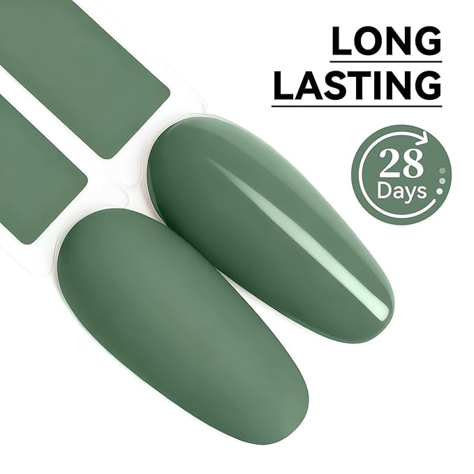 MEGIOR Sage Green Gel Nail Polish 0.5 Fl Oz Green Soak Off UV LED Lamp Light Cure Gel Polish Kit for Salon and Nail Art Starter Manicure DIY at Home