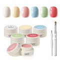 GAOY Pastel Gel Nail Polish Set, 6 Shades Including White Pink Blue Green Cream, for Gel Manicure Nail Art DIY & Color Painting, Lollipop Luster