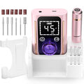 Electric Nail Drill 45000 RPM, Professional Rechargeable Nail File Kit, Portable Nail Drill Machine, Acrylic Nail Kit, Touch Screen Control, for Any Manicure, Pedicure, Pink